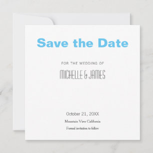 Professionele minimalistisch modern hemelblauw save the date