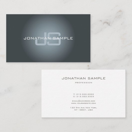 Professionele minimalistisch monogram visitekaartje (Voorkant / Achterkant)