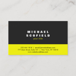 Professionele minimalistisch zwart en neongeel visitekaartje