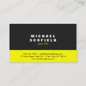 Professionele minimalistisch zwart en neongeel visitekaartje (Achterkant)