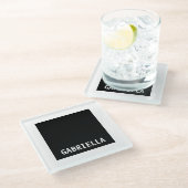 Professionele minimalistische aangepaste naam zwar glazen onderzetter (Schuin)