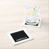 Professionele minimalistische aangepaste naam zwar kartonnen onderzetters (Insitu)