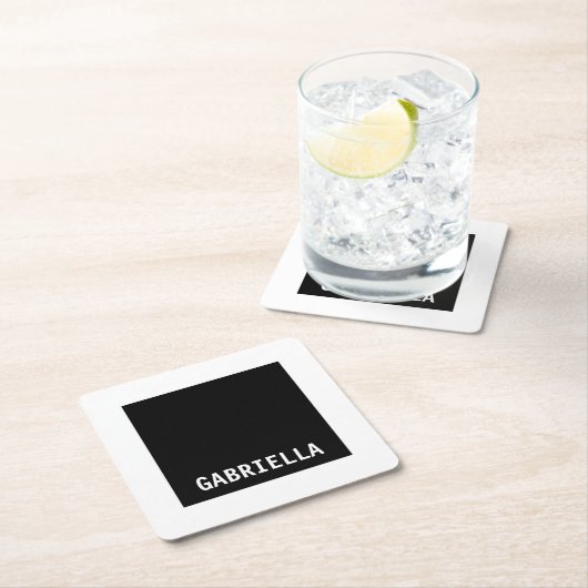 Professionele minimalistische aangepaste naam zwar kartonnen onderzetters (Insitu)