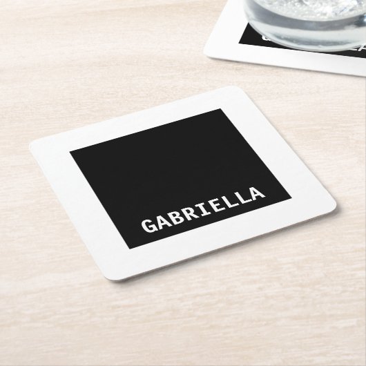Professionele minimalistische aangepaste naam zwar kartonnen onderzetters (Schuin)
