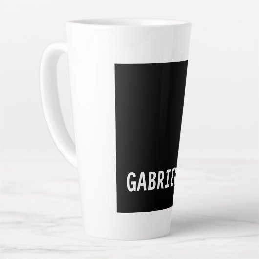 Professionele minimalistische aangepaste naam zwar latte mok (Linkerhoek)