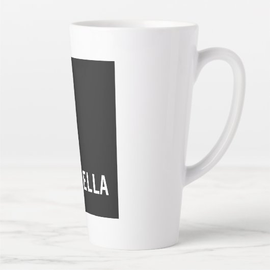 Professionele minimalistische aangepaste naam zwar latte mok (Rechts)