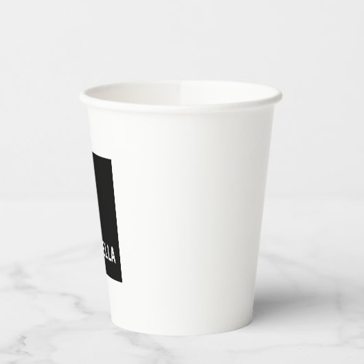 Professionele minimalistische aangepaste naam zwar papieren bekers (Links)