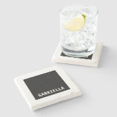 Professionele minimalistische aangepaste naam zwar stenen onderzetter (Zijkant)