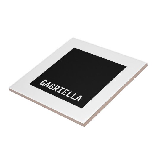 Professionele minimalistische aangepaste naam zwar tegeltje (Zijkant)