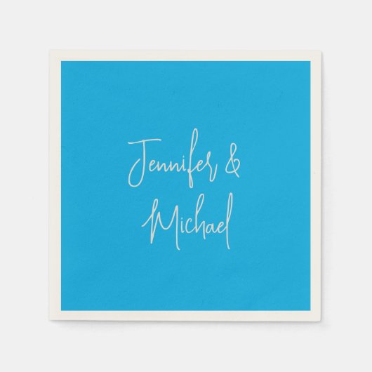 Professionele minimalistische azuurblauwe kalligra servet (Voorkant)