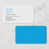 Professionele minimalistische azuurblauwe kalligra visitekaartje (Voorkant / Achterkant)
