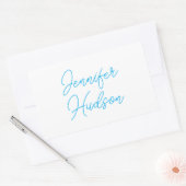 Professionele minimalistische azuurblauwe naam rechthoekige sticker (Envelop)