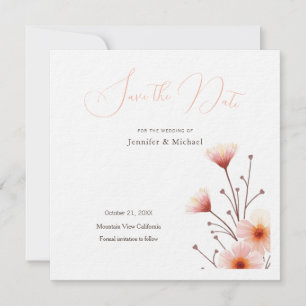 Professionele minimalistische bloemen save the date
