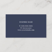 Professionele minimalistische, donkerblauwe consul visitekaartje (Achterkant)