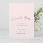 Professionele Minimalistische Eenvoudige Roze Goud Save The Date (Staand voorkant)