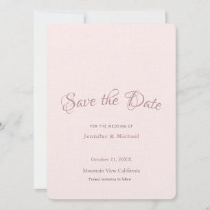 Professionele Minimalistische Eenvoudige Roze Goud Save The Date