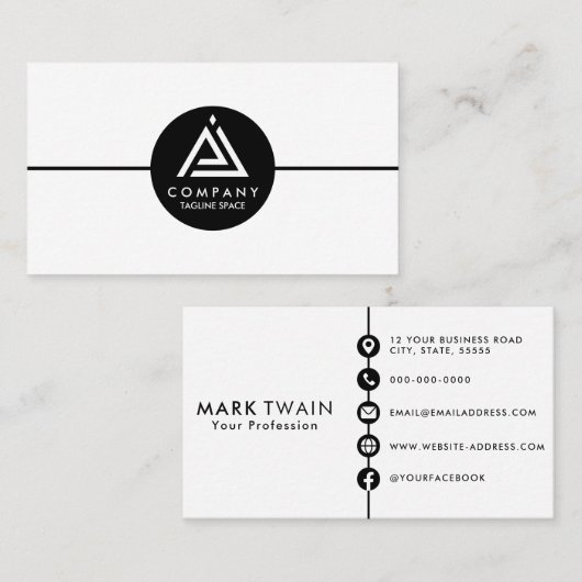 Professionele minimalistische Elegant Custom Logo- Visitekaartje (Voorkant / Achterkant)