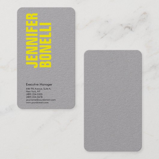 Professionele minimalistische geel grijs scherp visitekaartje (Voorkant / Achterkant)