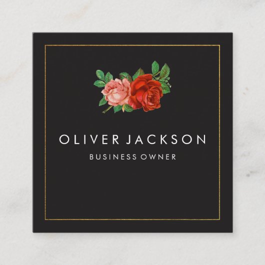 Professionele Minimalistische Gouden Rand Elegante Vierkante Visitekaartje (Voorkant)