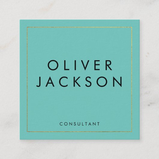 Professionele Minimalistische Gouden Rand Vierkante Visitekaartje (Voorkant)