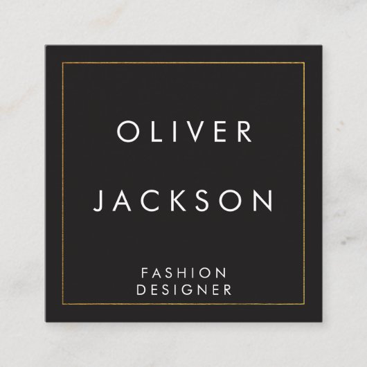 Professionele Minimalistische Gouden Rand Vierkante Visitekaartje (Voorkant)