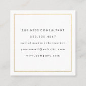 Professionele minimalistische goudgrens grijs vierkante visitekaartje (Achterkant)