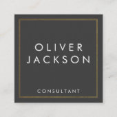 Professionele minimalistische goudgrens grijs vierkante visitekaartje (Voorkant)