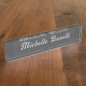 Professionele minimalistische grijze moderne kalli naambordje (Zijkant)