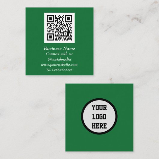 Professionele minimalistische Groene QR-code schaa Vierkante Visitekaartje (Voorkant / Achterkant)