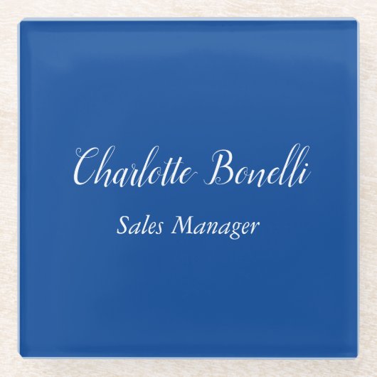 Professionele minimalistische handschrift naam bla glazen onderzetter (Voorkant)