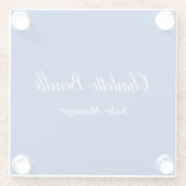 Professionele minimalistische handschrift naam bla glazen onderzetter (Achterkant)