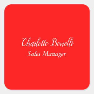 Professionele minimalistische handschrift naam roo vierkante sticker