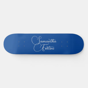 Professionele minimalistische handschriftnaam blau persoonlijk skateboard