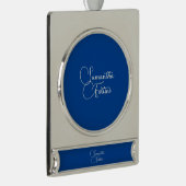 Professionele minimalistische handschriftnaam blau verzilverd banner ornament (Rechts)