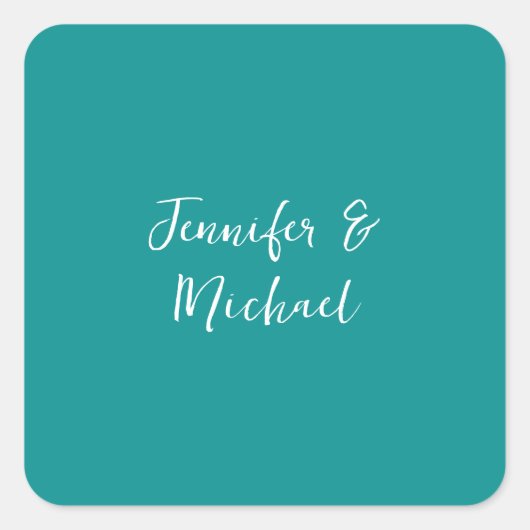 Professionele minimalistische kalligrafie groen bl vierkante sticker (Voorkant)