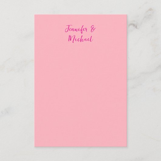 Professionele minimalistische kalligrafie lichtroz informatiekaartje (Voorkant)