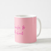 Professionele minimalistische kalligrafie lichtroz koffiemok (Voorkant rechts)