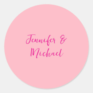 Professionele minimalistische kalligrafie lichtroz ronde sticker