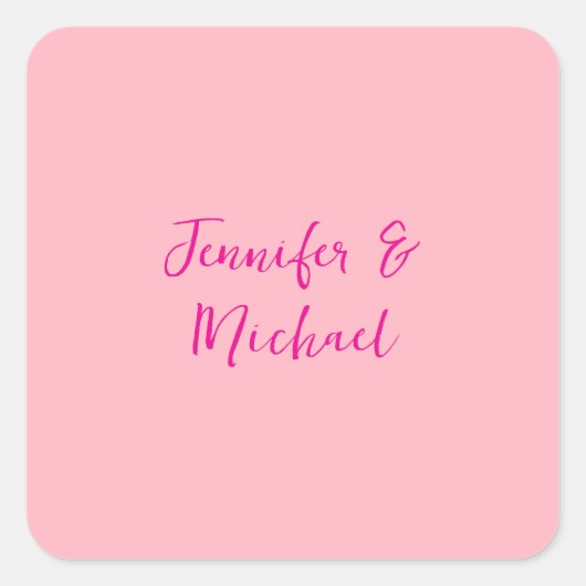 Professionele minimalistische kalligrafie lichtroz vierkante sticker (Voorkant)