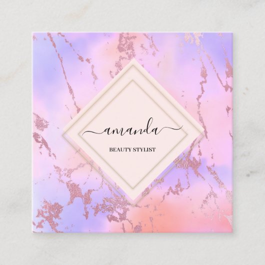 Professionele minimalistische Lijst Holographic Ma Vierkante Visitekaartje (Voorkant)