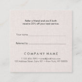 Professionele minimalistische Linen Square verwijz Vierkante Visitekaartje (Achterkant)