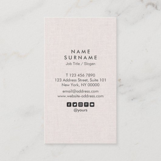 Professionele minimalistische Linen verticale Beno Visitekaartje (Achterkant)