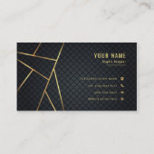Professionele minimalistische luxe voor zwart en g visitekaartje (Achterkant)