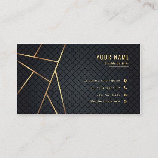 Professionele minimalistische luxe voor zwart en g visitekaartje (Achterkant)