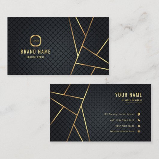 Professionele minimalistische luxe voor zwart en g visitekaartje (Voorkant / Achterkant)
