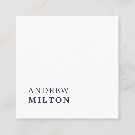 Professionele minimalistische marine blauw wit con vierkante visitekaartje (Voorkant)