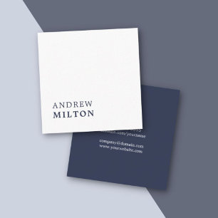 Professionele minimalistische marineblauw-consulta vierkante visitekaartje