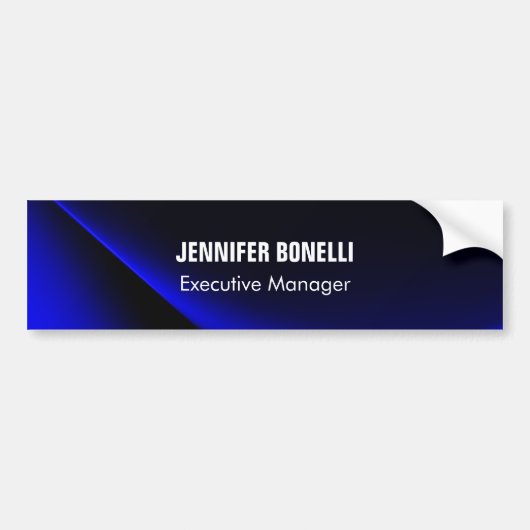 Professionele, minimalistische, moderne blauw add- bumpersticker (Voorkant)