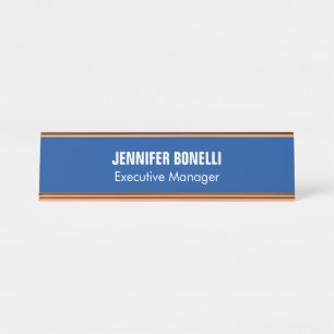 Professionele, minimalistische, moderne blauw add- bureau naambordje