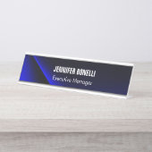 Professionele, minimalistische, moderne blauw add- bureau naambordje (Voorkant)